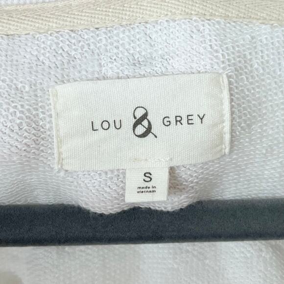 Lou & Grey Women Rainbow Stripe Cozy Cotton Terry Sweatshirt S White Long Sleeve - Picture 4 of 6